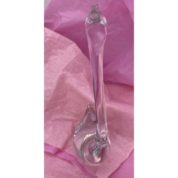 Hand Blown Crystal 10"Tx2"W Swan Paper Weight Crystal Clear MCM - Picture 2 of 9